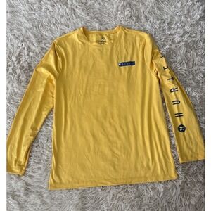 Vintage y2k Hurley Yellow Long Sleeve Shirt Graphic Logo Men Medium